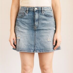 Calvin Klein Size 27 Distressed Y2K 90s Denim Skirt